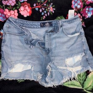 Hollister Light Blue Distressed Jean Shorts